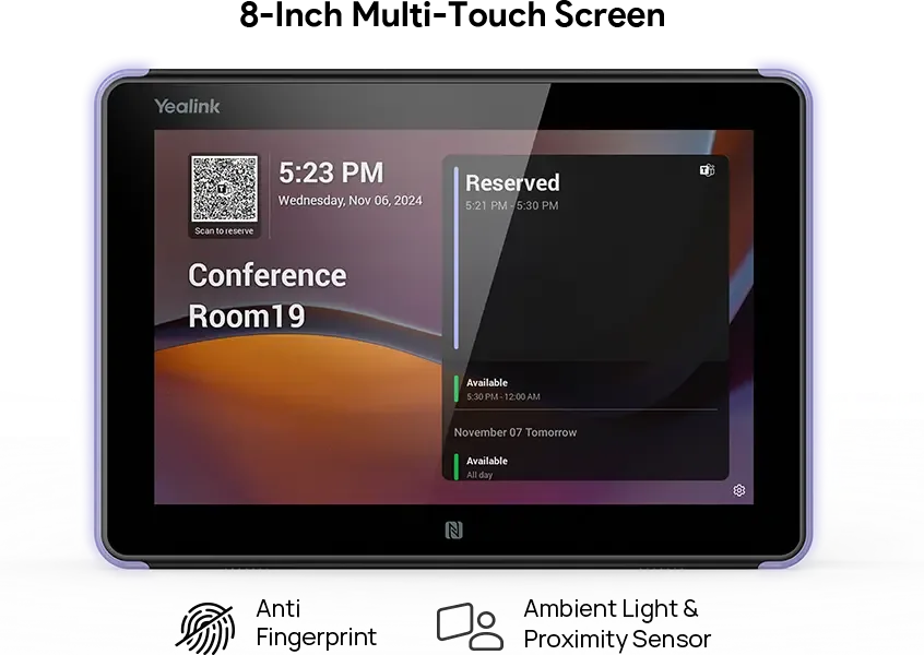 Yealink RoomPanel E2 được thiết kế với màn hình LCD 8 inch