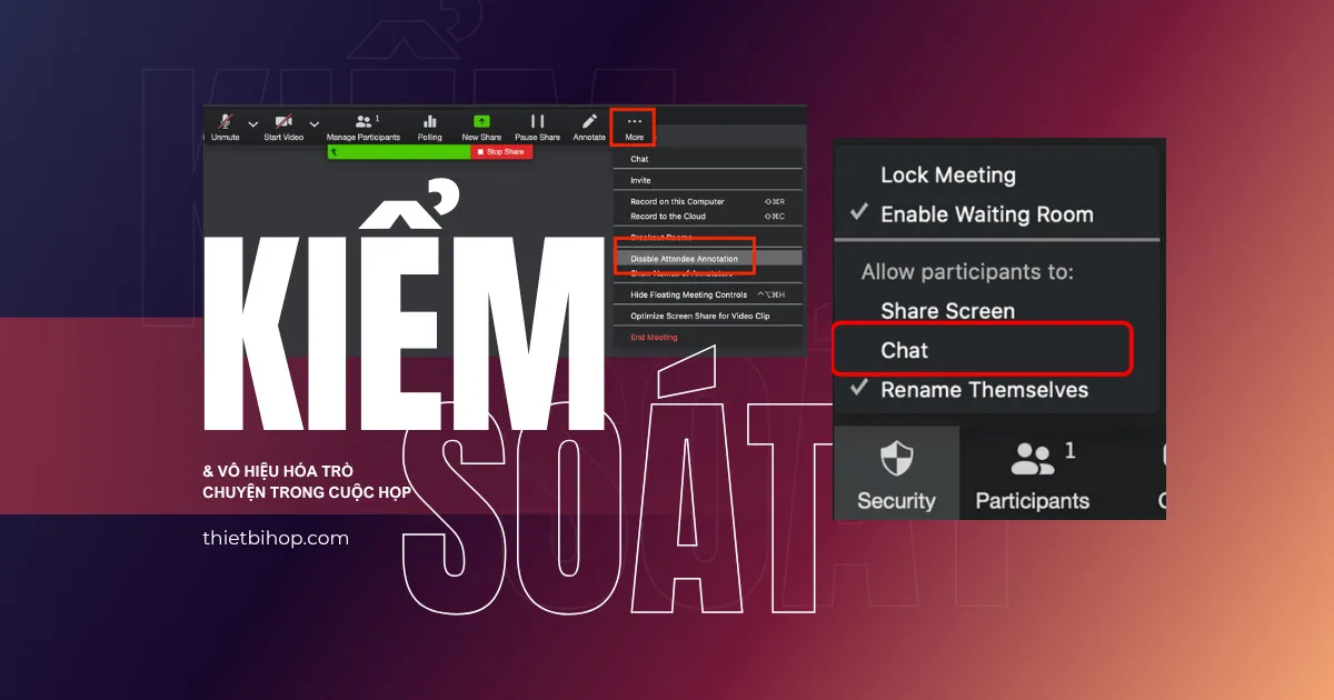 kiểm soát và vô hiệu hóa trò chuyện trong cuộc họp zoom