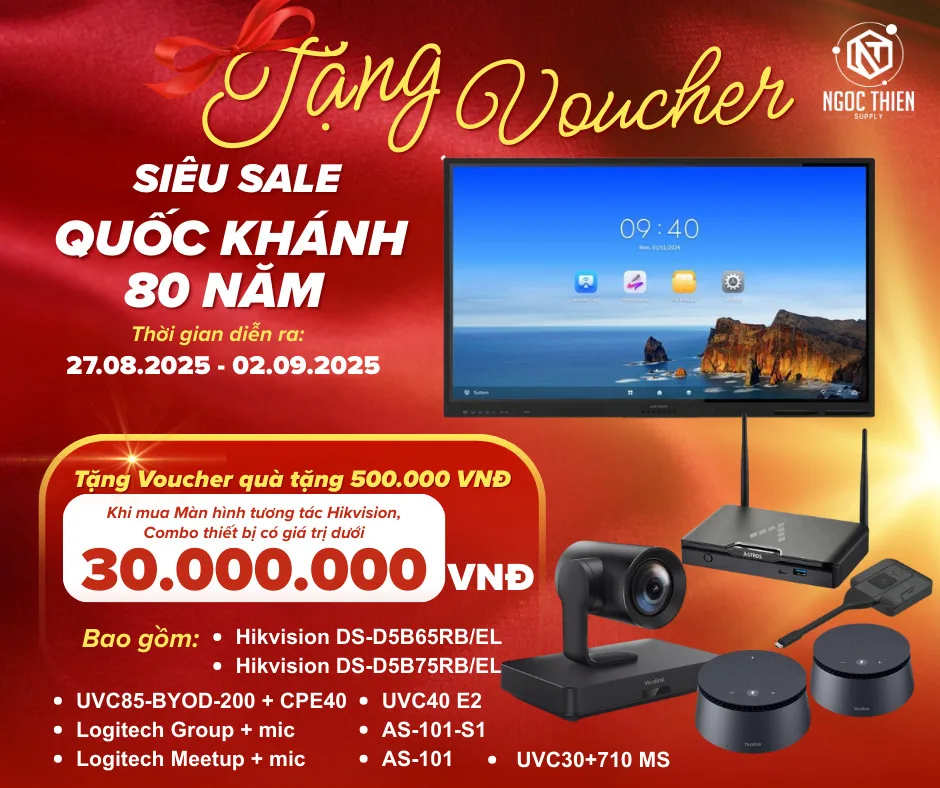 Mua Combo hội nghị/ Màn hình tương tác Hikvision tặng ngay Voucher quà tặng 500k
