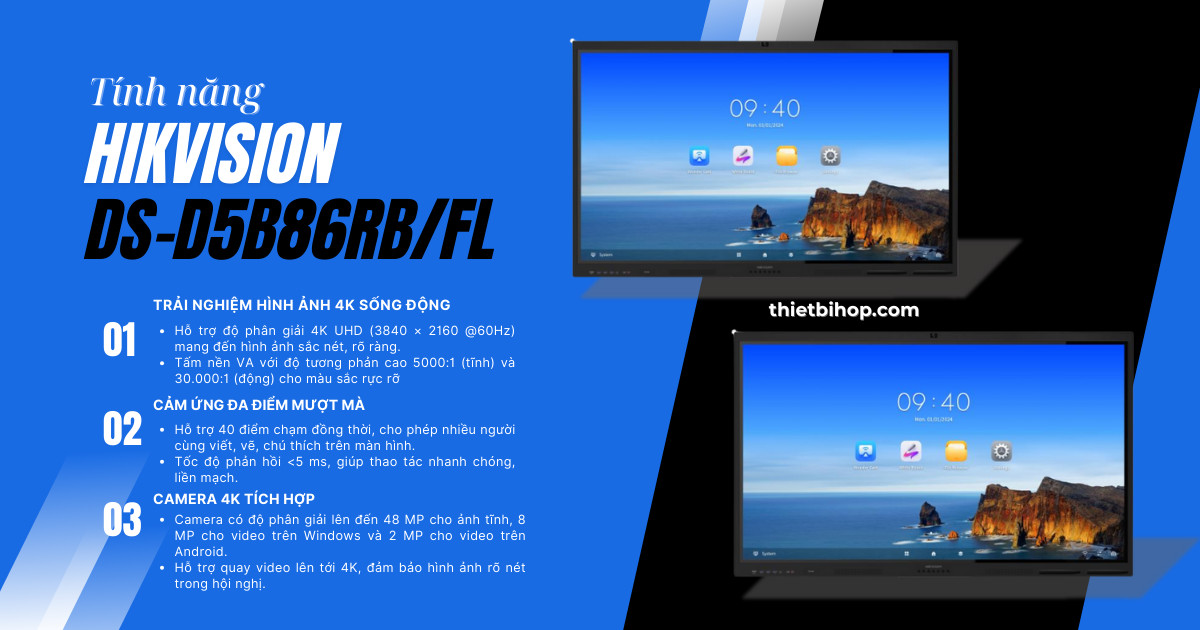 tính năng màn hình tương tác 4K 86 inch Hikvision DS-D5B86RB/FL