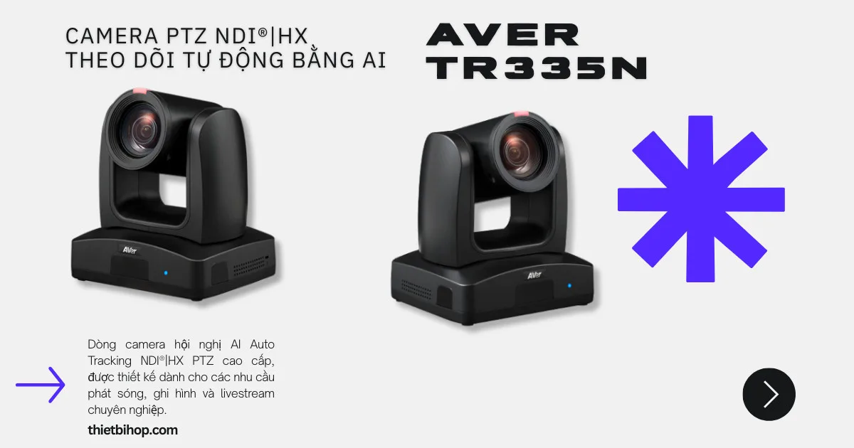 AVer TR335N được trang bị công nghệ NDI®|HX3, camera PTZ tự động theo dõi bằng AI
