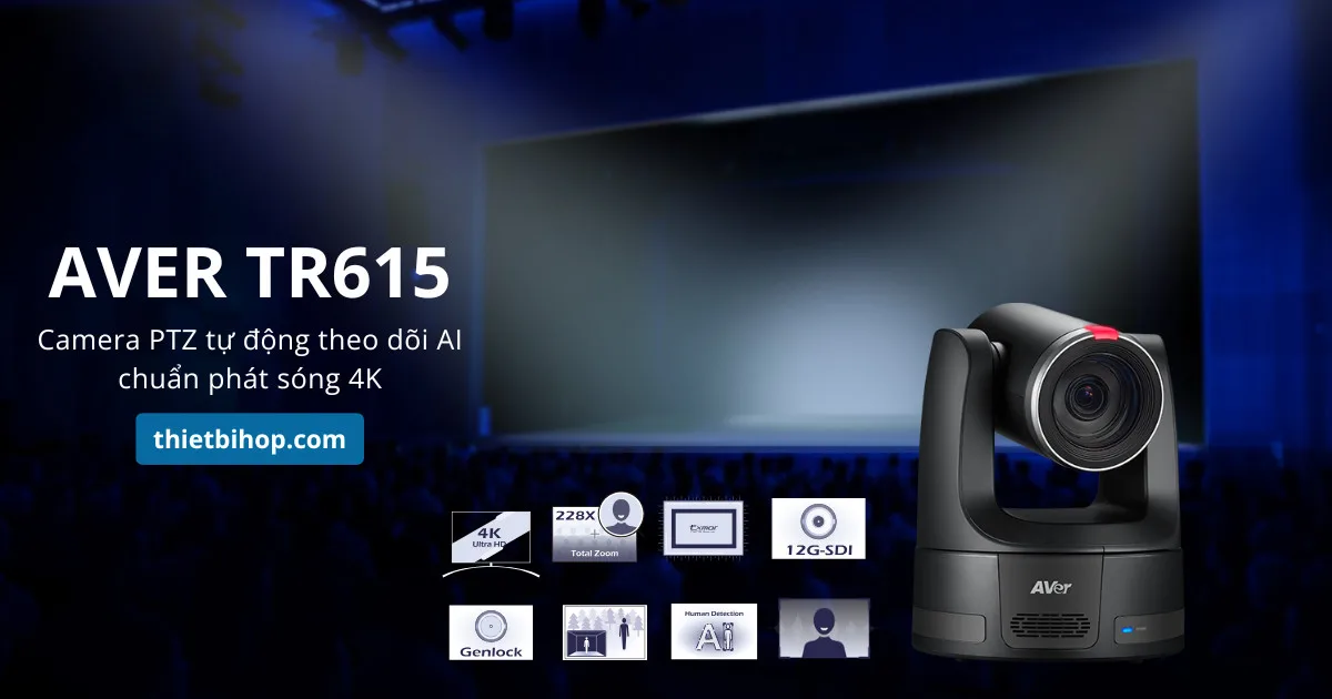 AVer TR615 là Camera PTZ tự động theo dõi AI chuẩn phát sóng 4K