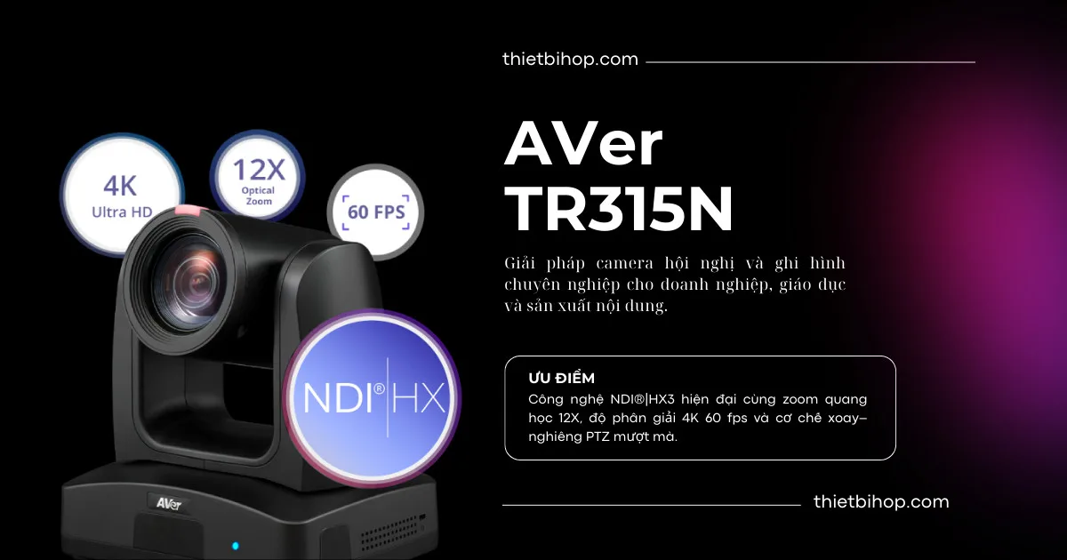 Camera PTZ NDI®|HX theo dõi tự động bằng AI AVer TR315N