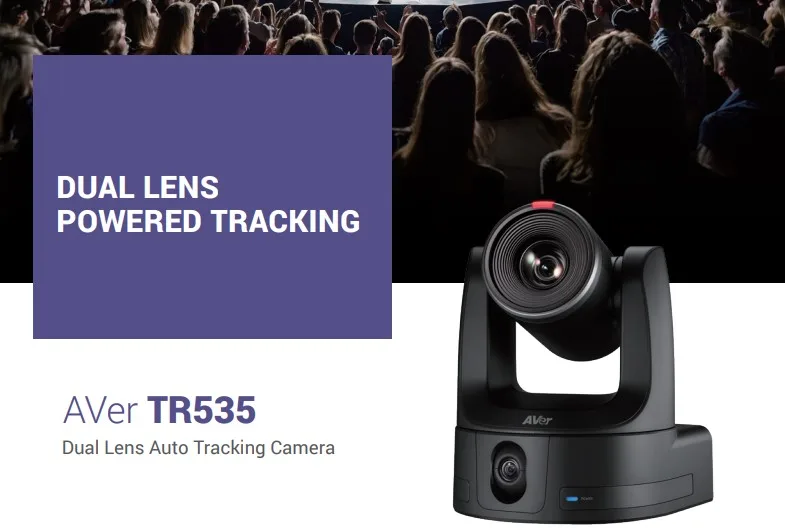 AVer TR535 có thiết kế ống kính kép giảm thiểu điểm mù, đảm bảo phạm vi phủ sóng gần như 360 độ