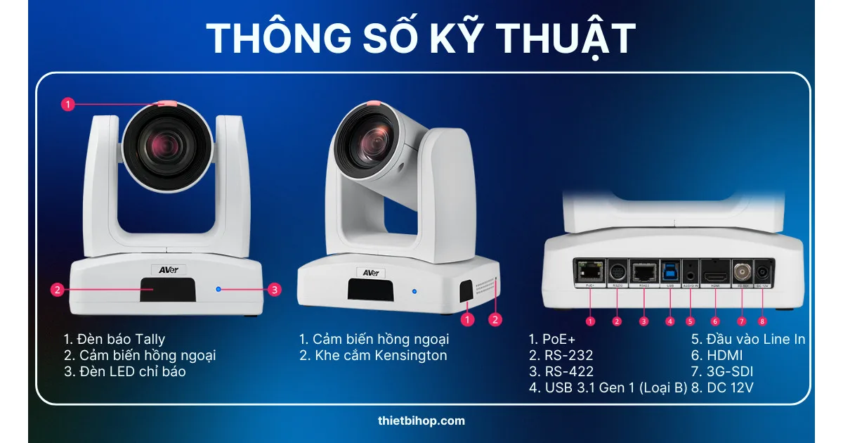 thông số kỹ thuật Camera hội nghị PTZ AVer PTZ310UV2