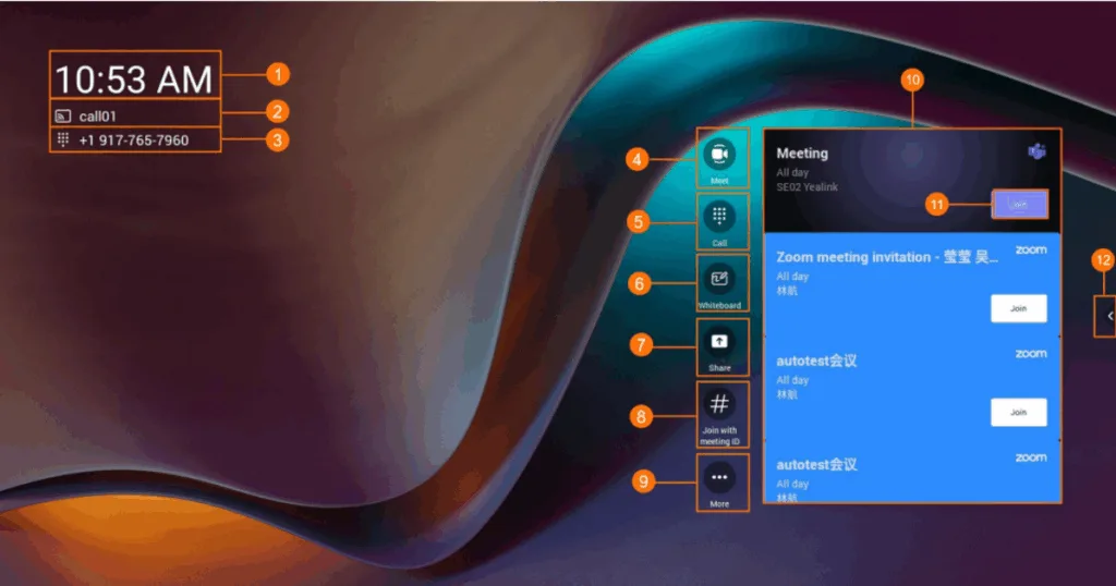 Home Interface (Giao diện chính) của thiết bị Yealink A30